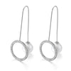 Retro Hollow Round Pearl Long Stainless Steel Earrings Wholesale Gooddiy