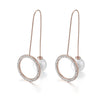 Retro Hollow Round Pearl Long Stainless Steel Earrings Wholesale Gooddiy