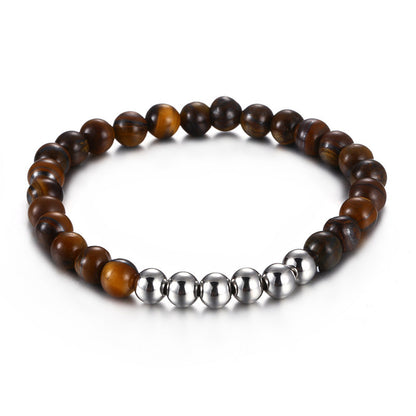 Korean Style New Tiger-eye Bracelet Wholesale Simple Women's Titanium Steel Bracelet Beads Ornament Factory Supply