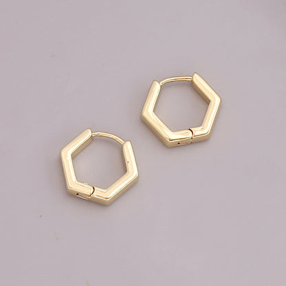 Europe And America Cross Border New Geometric Metal 18k Gold Earrings Simple Personality Gothic Stud Earrings Nightclub Earrings E360