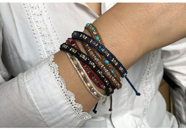 Ethnic Style Round Alloy Seed Bead Rope Knitting Women's Bracelets 1 Piece