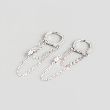 Simple S925 Sterling Silver Chain Tassel Ear Buckle Wholesale Gooddiy