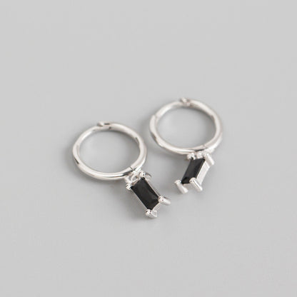 S925 Sterling Silver Geometric Rectangular Zircon Earrings Wholesale Gooddiy
