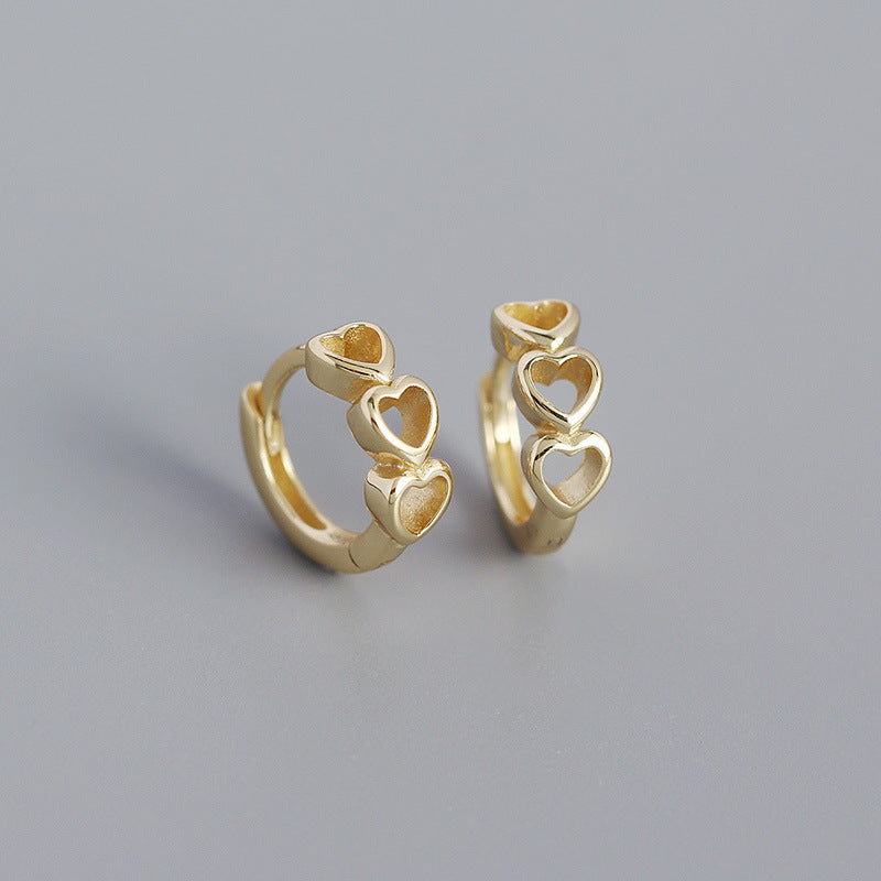 S925 Silver Hollow Heart-shaped Ear Clip Wholesale Hello Jewelry