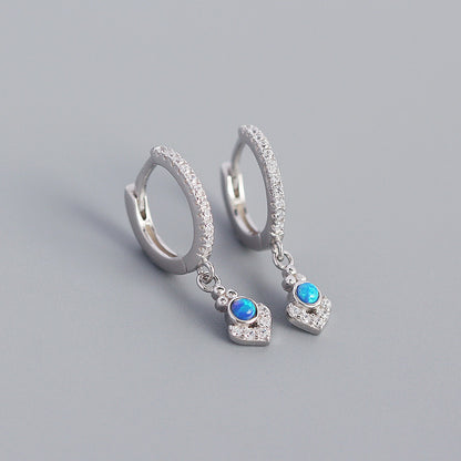 S925 Silver Geometric Blue Opal Ear Buckle Wholesale Gooddiy