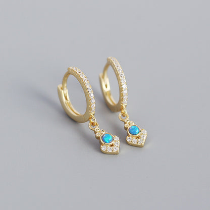 S925 Silver Geometric Blue Opal Ear Buckle Wholesale Gooddiy