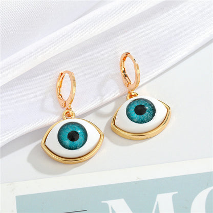 Europe And America Cross Border Ornament Multi-color Eyeballs Ear Clip New Ethnic Dripping Eyes Ear Ring Eyes Eardrop Earring