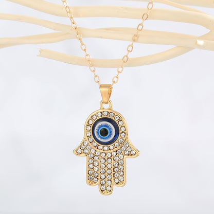 Turkey Blue Eye Pendant Alloy Diamond Necklace Wholesale Gooddiy