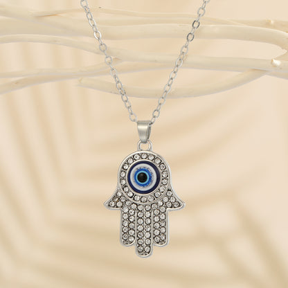 New Turkey Demon Eye Diamond Palm Pendant Necklace Wholesale Gooddiy