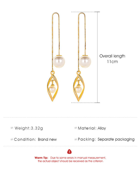 New Tassel  Simple Fashion Twisted Ear Line All-match Long Pearl Earrings Wholesale Gooddiy