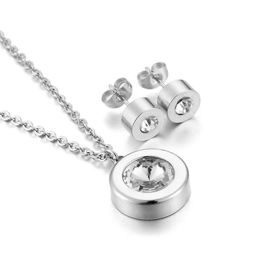 Simple Titanium Steel Round Single Necklace Earring Set Wholesale Gooddiy