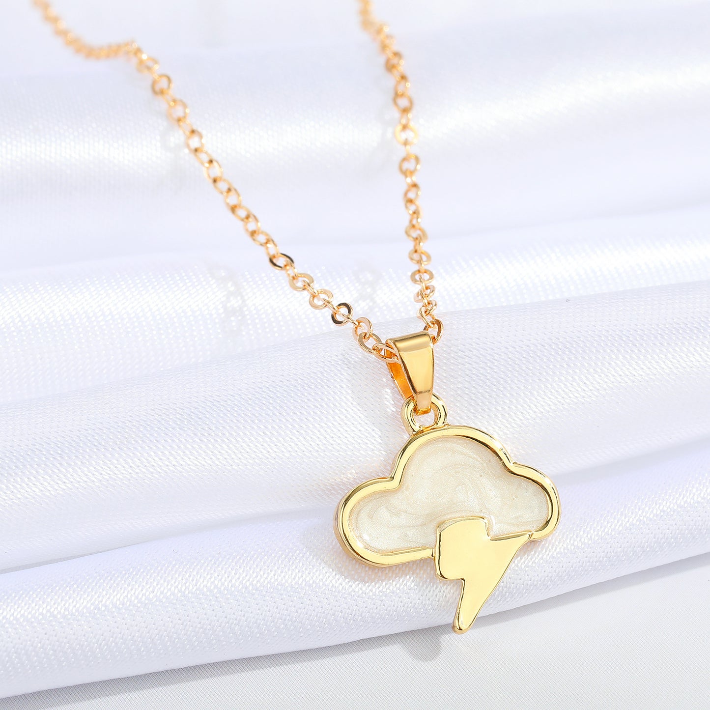 Europe And America Cross Border New Accessories Personalized Cloud Lightning Necklace Creative Solid Irregular Pendants Clavicle Chain