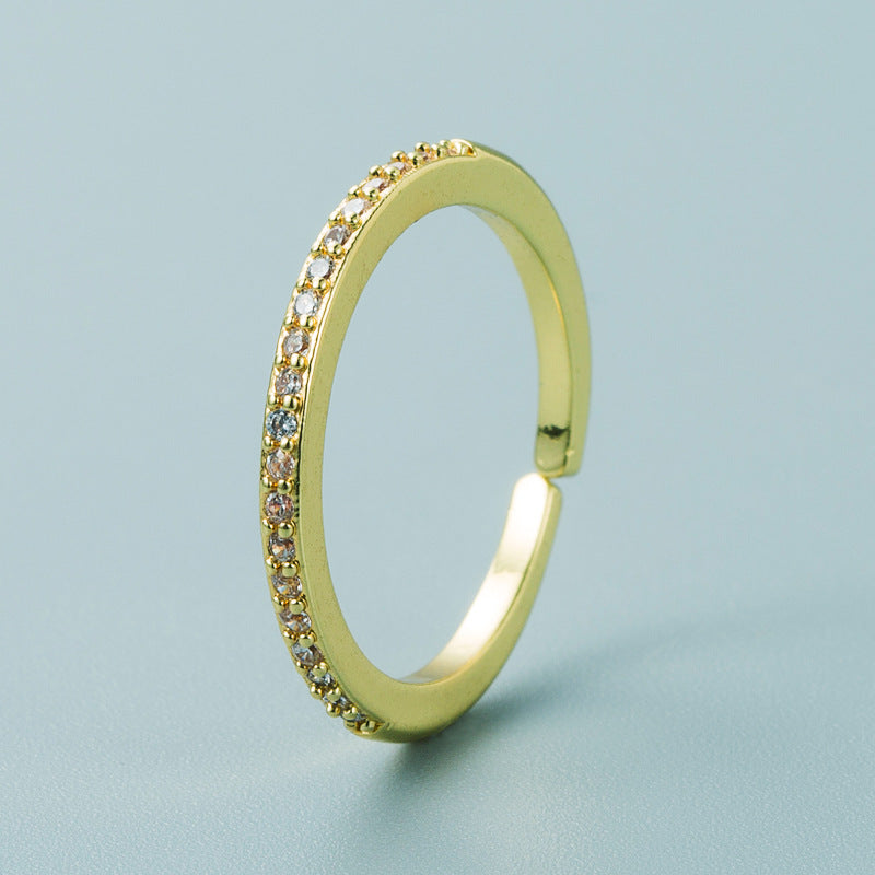 Simple Popular Color Micro-inlaid Zircon Copper Ring Wholesale Gooddiy