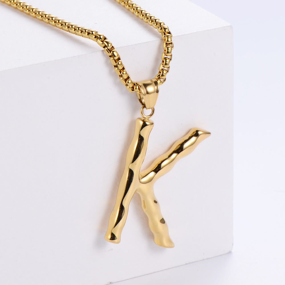 Hip-hop Polished Plating 18k Gold Stainless Steel Alphabet Pendant Wholesale Gooddiy