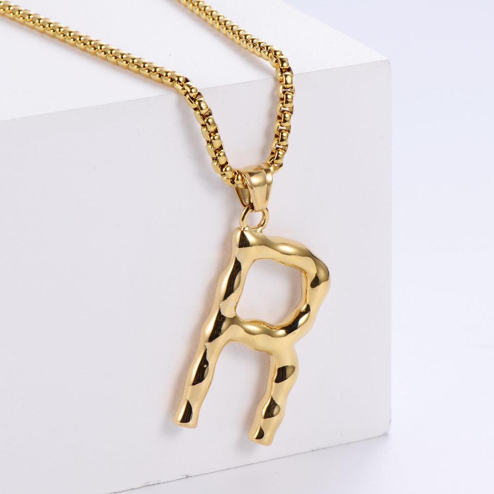 Hip-hop Polished Plating 18k Gold Stainless Steel Alphabet Pendant Wholesale Gooddiy