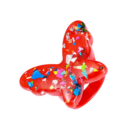 Ins New Acrylic Butterfly Ring 2021 Cute Fun Resin Ring European And American Retro Animal Bracelet For Women