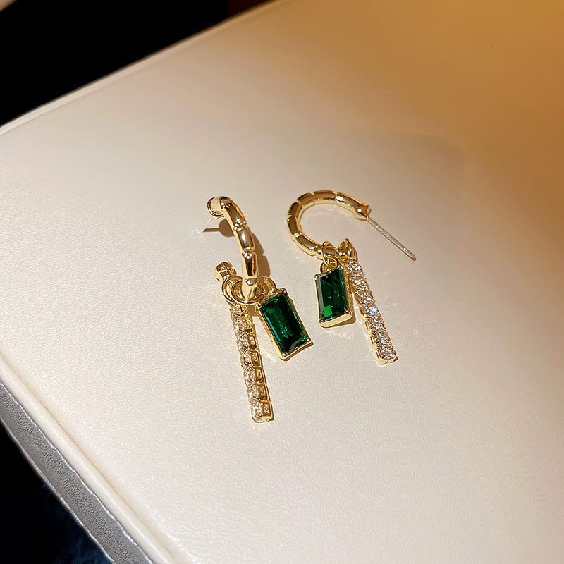 Fashion Simple Inlaid Green Zircon Earrings Wholesale Nihaojewelry