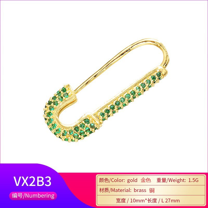 Wholesale Fashion Micro-inlaid Color Zircon Pin Copper Earrings Gooddiy