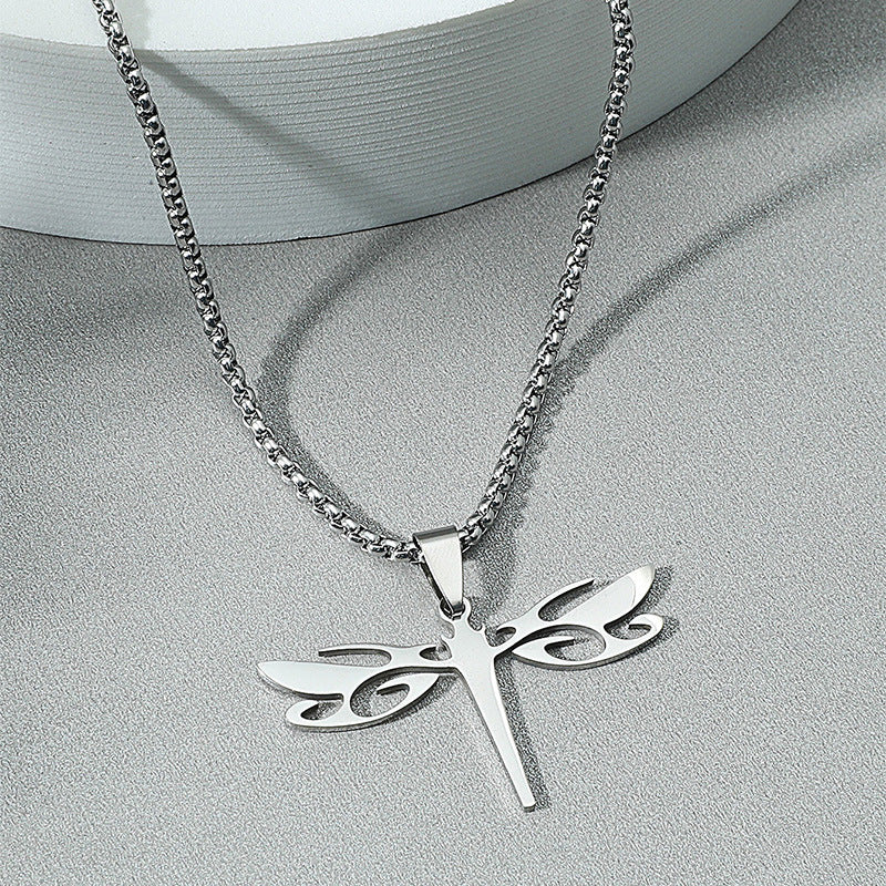 Fashion Simple Stainless Steel Hollow Dragonfly Necklace Wholesale Gooddiy