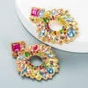 Geometric Flower Inlaid Color Rhinestones Pendant Earrings Wholesale Nihaojewelry