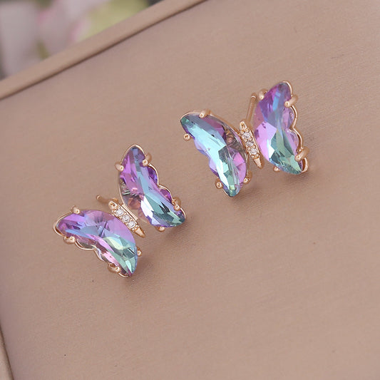 1 Pair Fashion Butterfly Plating Copper Rhinestones Glass Ear Studs