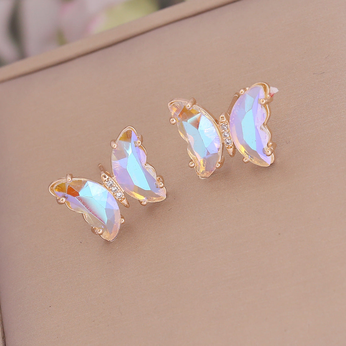 1 Pair Fashion Butterfly Plating Copper Rhinestones Glass Ear Studs