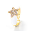 Fashion Oil Drop Five-pointed Star Opening Inlaid Zircon Copper Ring Wholesale Gooddiy