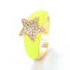 Fashion Oil Drop Five-pointed Star Opening Inlaid Zircon Copper Ring Wholesale Gooddiy