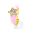 Fashion Oil Drop Five-pointed Star Opening Inlaid Zircon Copper Ring Wholesale Gooddiy