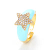 Fashion Oil Drop Five-pointed Star Opening Inlaid Zircon Copper Ring Wholesale Gooddiy