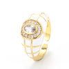 Fashion Dripping Oil Adjustable Wide Face Inlaid Zircon Grid Stripe Copper Ring Wholesale Gooddiy