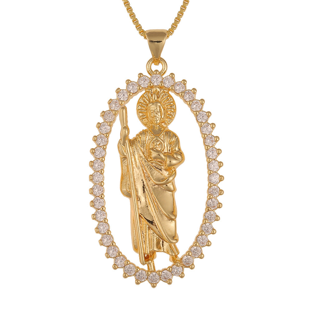 New Inlaid Zircon Madonna Of Death Pendant Necklace Wholesale Gooddiy