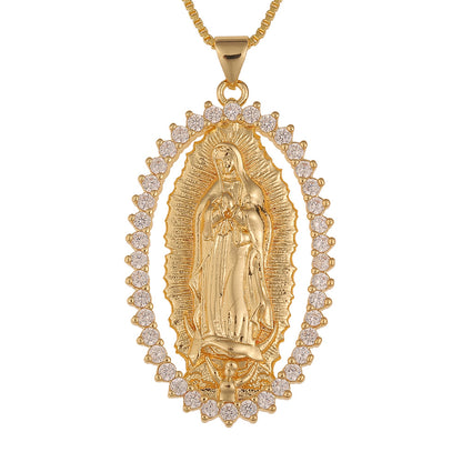 New Inlaid Zircon Madonna Of Death Pendant Necklace Wholesale Gooddiy