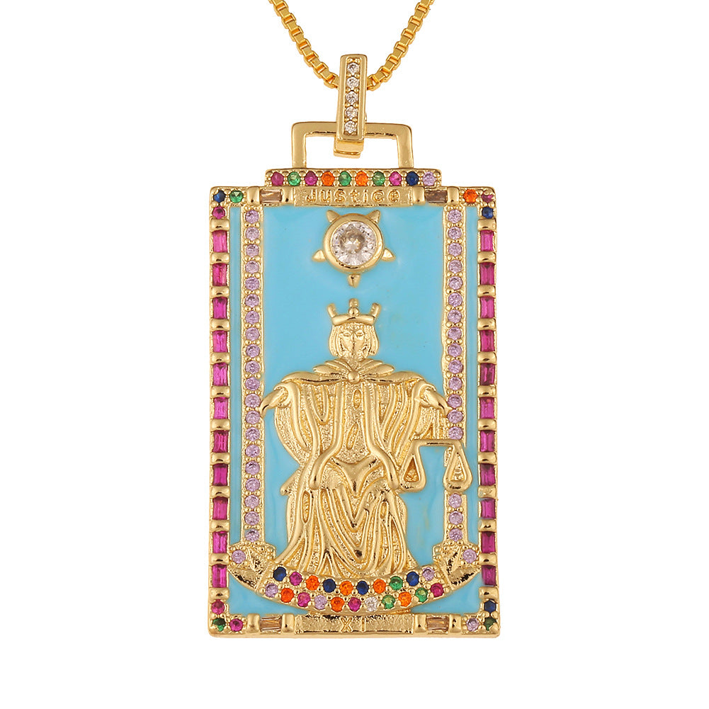 Fashion New Oil Drop Tarot Pendant Copper Zircon Necklace Wholesale Gooddiy