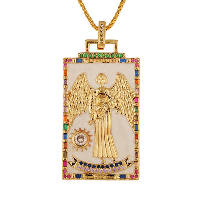 Fashion New Oil Drop Tarot Pendant Copper Zircon Necklace Wholesale Gooddiy