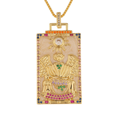 Fashion New Oil Drop Tarot Pendant Copper Zircon Necklace Wholesale Gooddiy