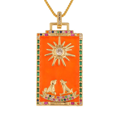 Fashion New Oil Drop Tarot Pendant Copper Zircon Necklace Wholesale Gooddiy