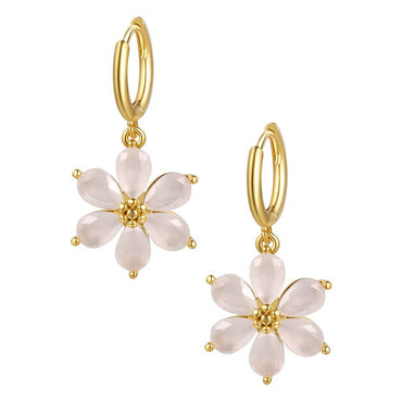 Fashion Flower Copper Artificial Gemstones Earrings