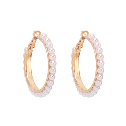 Retro Geometric C-shaped Pearl Earrings Wholesale Gooddiy