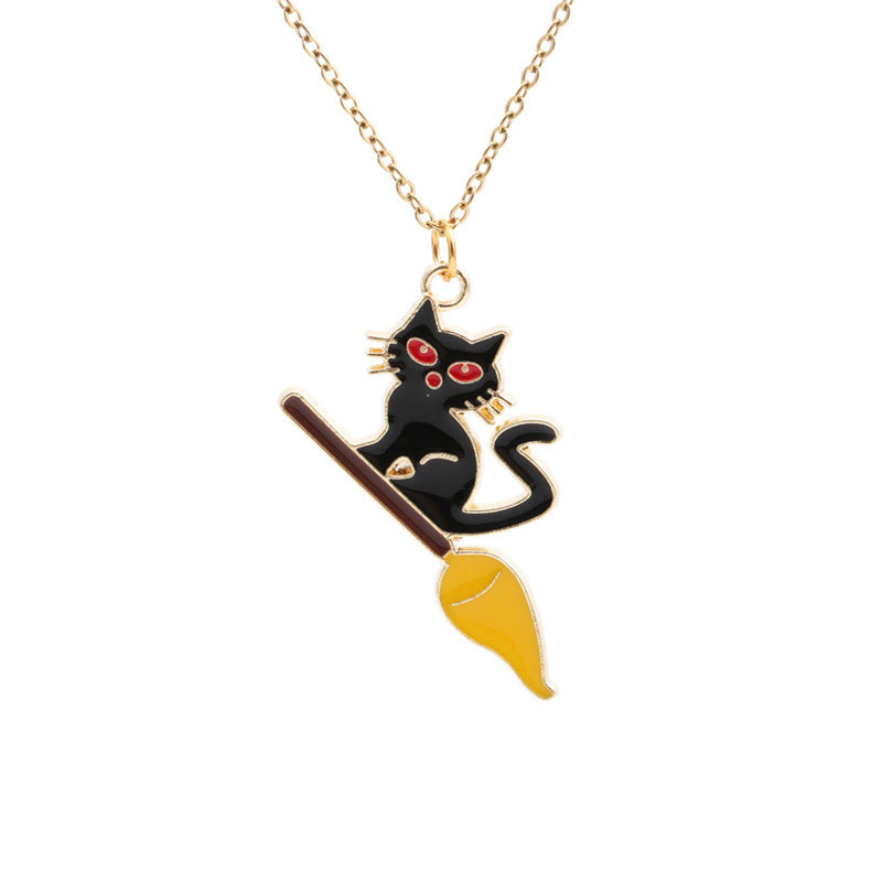 Halloween Fashion Cat Earrings Necklace Set Wholesale Jewelry Gooddiy