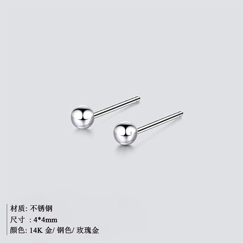 Stainless Steel Earrings Fashion Round Bead Earrings Simple Peas Earrings Wholesale Gooddiy