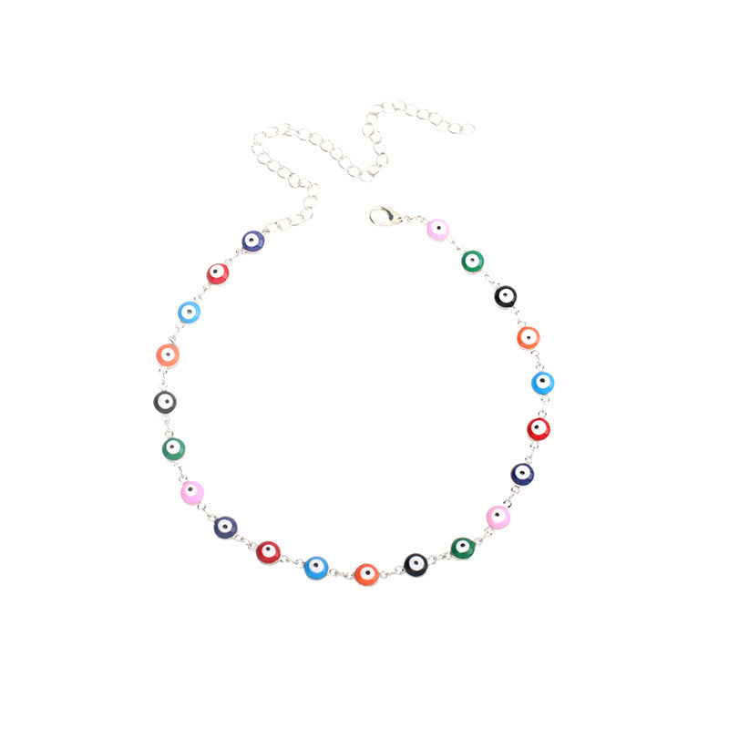 Bohemian Style Colorful Retro Devil Eyes Necklace Bracelet Anklet Combination Accessories