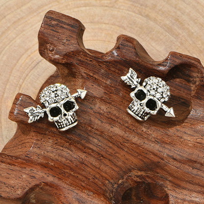 Halloween Jewelry Glossy Skull Full Rhinestone Stud Earrings Wholesale Gooddiy