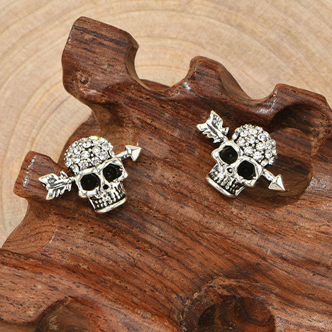 Halloween Jewelry Glossy Skull Full Rhinestone Stud Earrings Wholesale Gooddiy