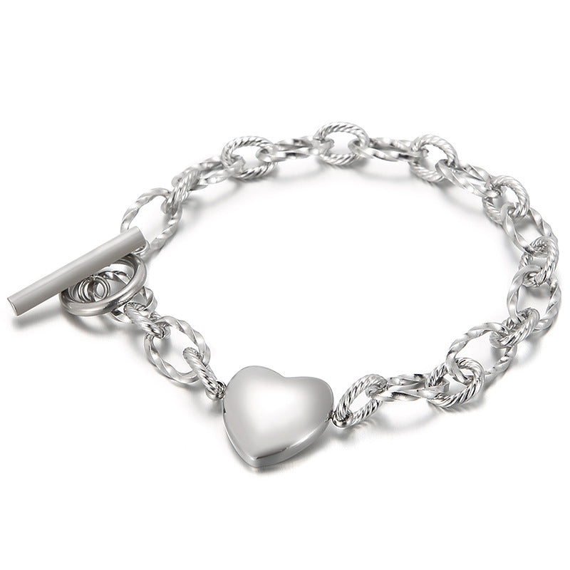 Fashion Heart Titanium Steel Plating No Inlaid Bracelets