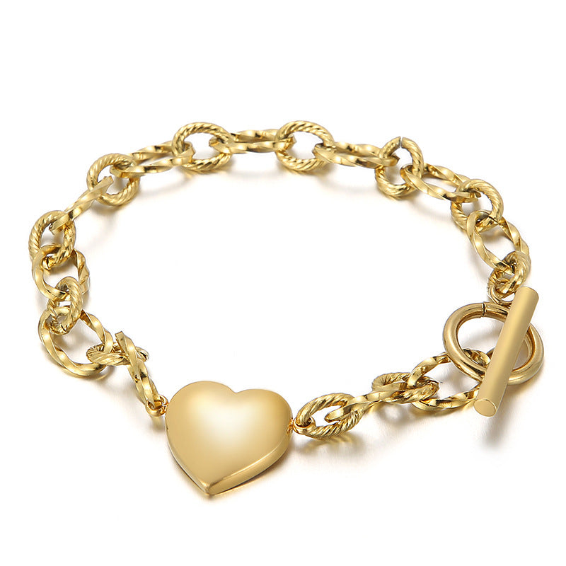 Fashion Heart Titanium Steel Plating No Inlaid Bracelets