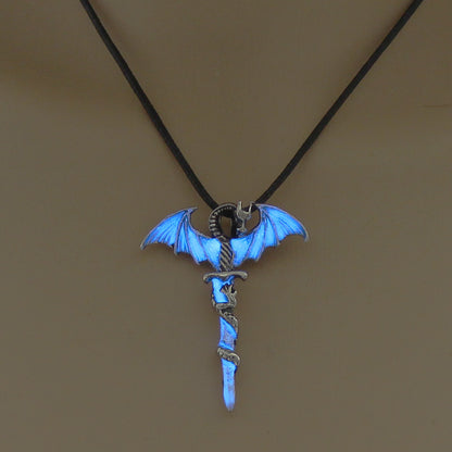 Halloween Pterodactyl Sword Luminous Leather Cord Necklace Wholesale Jewelry Gooddiy