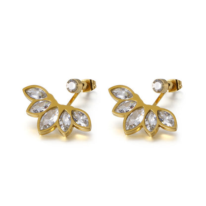 Korean Zircon Flower Stainless Steel Earrings Wholesale Gooddiy