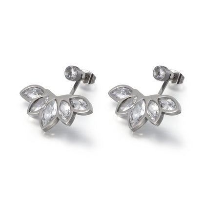 Korean Zircon Flower Stainless Steel Earrings Wholesale Gooddiy