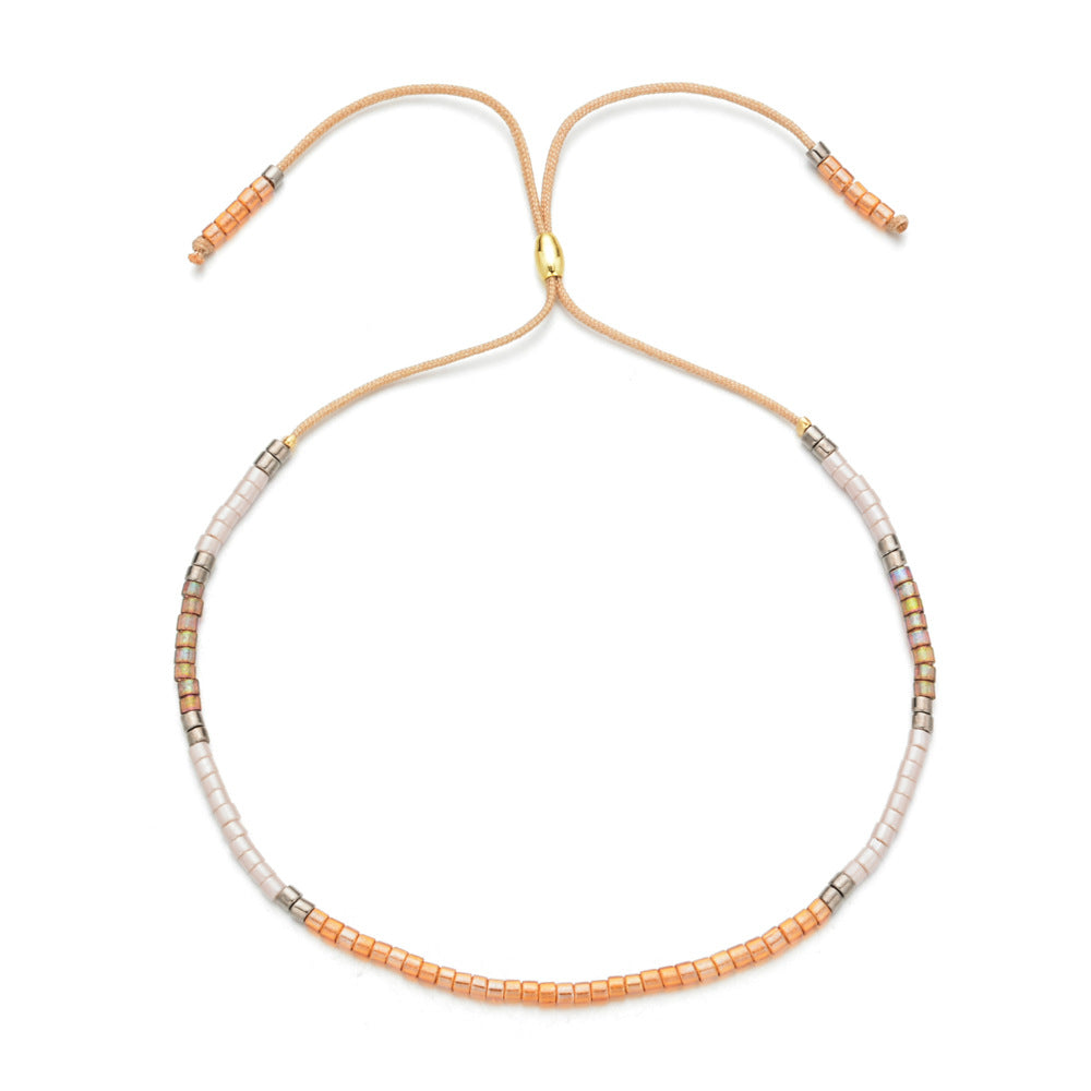 1 Piece Bohemian Geometric Glass Irregular Knitting Tassel Women's Bracelets